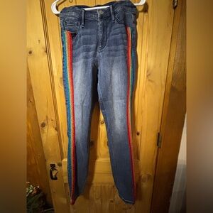 New York & Company Blue Jeans with Rainbow Stripes